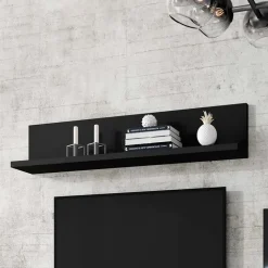 Parete attrezzata 219x205h cm soggiorno nero opaco Megan Gihome®
