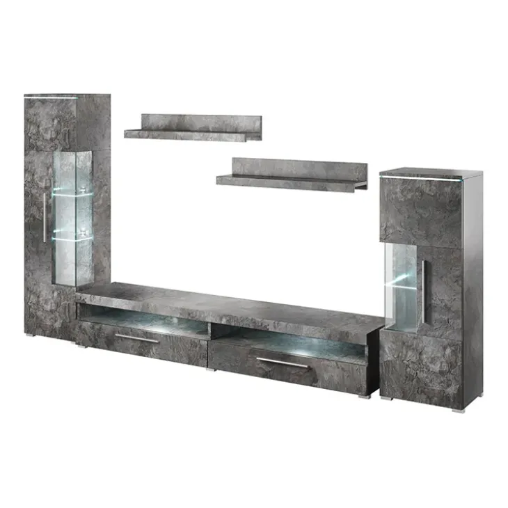 Parete attrezzata 350x170h cm soggiorno ossido Frisk