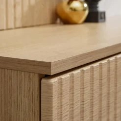 Parete attrezzata 160x148h cm sospesa cannettato, rovere, nero effetto marmo Kendo