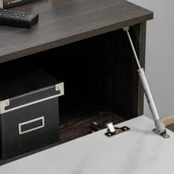 Parete attrezzata 160x148h cm sospesa cannettato wengè bianco effetto marmo Kendo