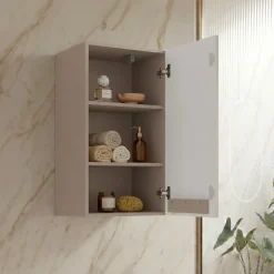 Pensile bagno lavanderia 35x85h cm cannettato 1 anta beige Cleany