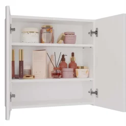 Pensile bagno sospeso 60x60h cm 2 ante con specchio bianco Motty