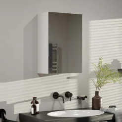 Pensile bagno sospeso 40x60h cm 1 anta con specchio bianco Motty
