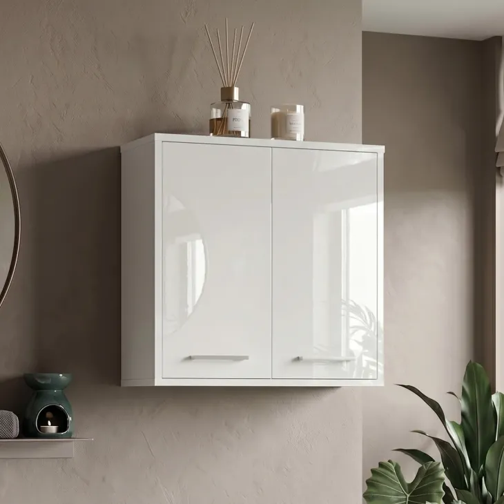 Pensile bagno sospeso 60x60h cm 2 ante bianco lucido Woters