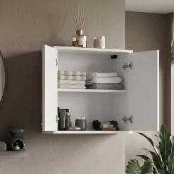 Pensile bagno sospeso 60x60h cm 2 ante bianco lucido Woters