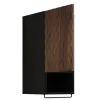 Pensile bagno sospeso 34x81h cm 1 anta 1 vano a giorno nero anta decorata noce Silvy