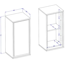 Pensile bagno sospeso 35x72h cm 1 anta bianco lucido nero Linda