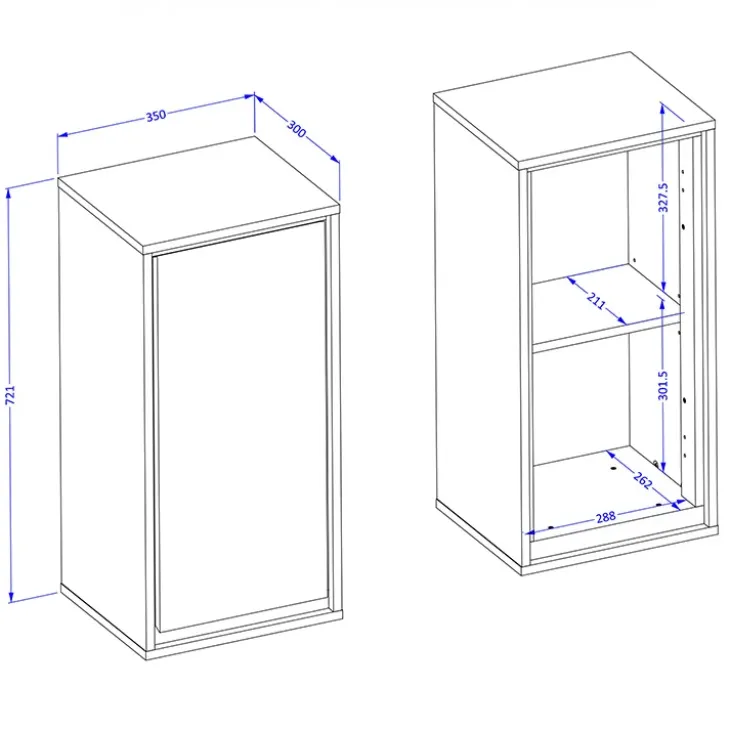 Pensile bagno sospeso 35x72h cm 1 anta bianco lucido nero Linda
