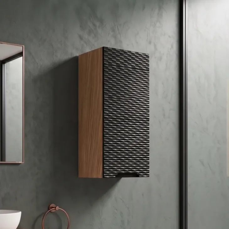 Pensile bagno sospeso 35x75h cm 1 anta nero rovere Swim
