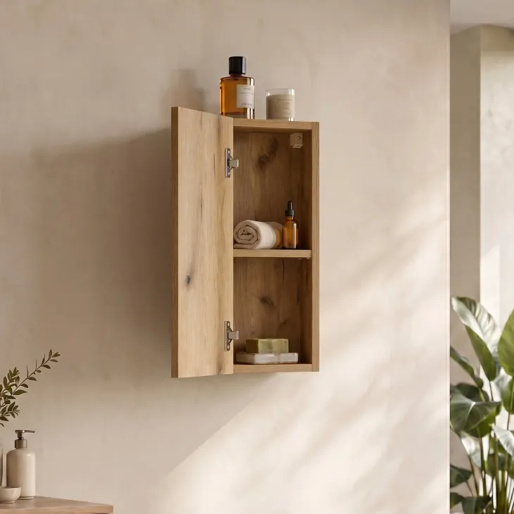 Pensile bagno sospeso 20x57h cm 1 anta rovere Rovery