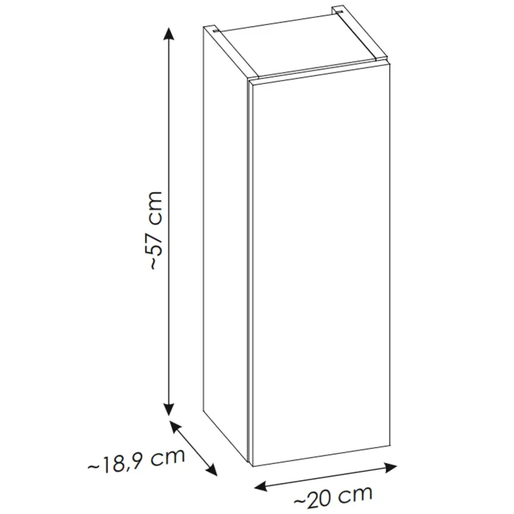 Pensile bagno sospeso 20x57h cm 1 anta rovere Rovery