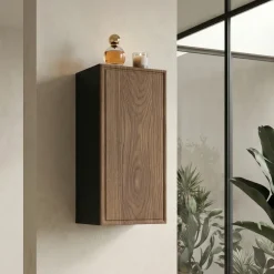 Pensile bagno sospeso 30x80h cm 1 anta noce Walnuts