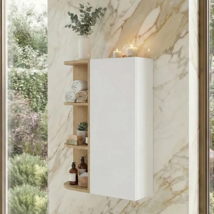 Pensile bagno sospeso 45x80h cm 1 anta bianco rovere Speranza