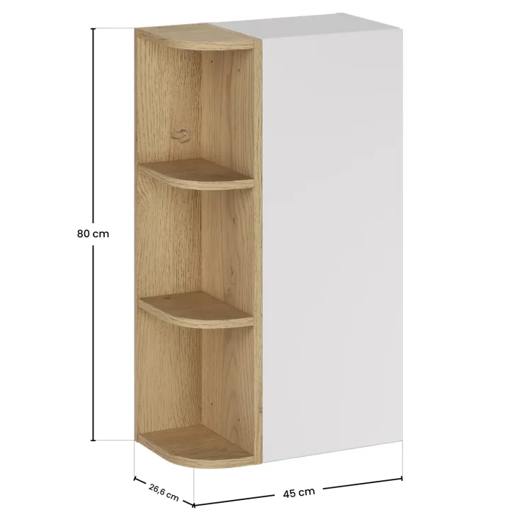Pensile bagno sospeso 45x80h cm 1 anta bianco rovere Speranza