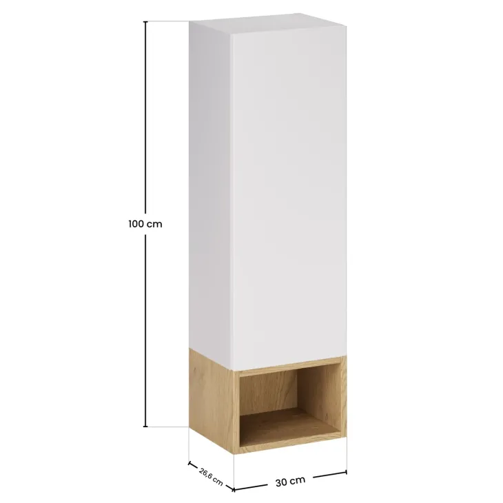 Pensile bagno sospeso 30x100h cm 1 anta bianco rovere Speranza