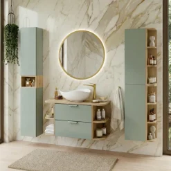 Pensile bagno sospeso 45x80h cm 1 anta verde salvia rovere Speranza