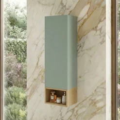 Pensile bagno sospeso 30x100h cm 1 anta verde salvia rovere Speranza