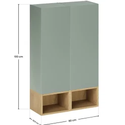 Pensile bagno sospeso 60x100h cm 2 ante verde salvia rovere Speranza