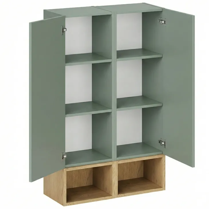 Pensile bagno sospeso 60x100h cm 2 ante verde salvia rovere Speranza