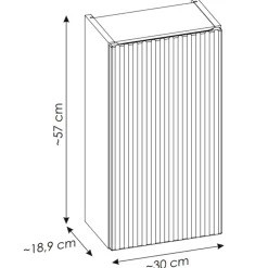 Pensile bagno sospeso 30x57h cm cannettato 1 anta nero Cleany