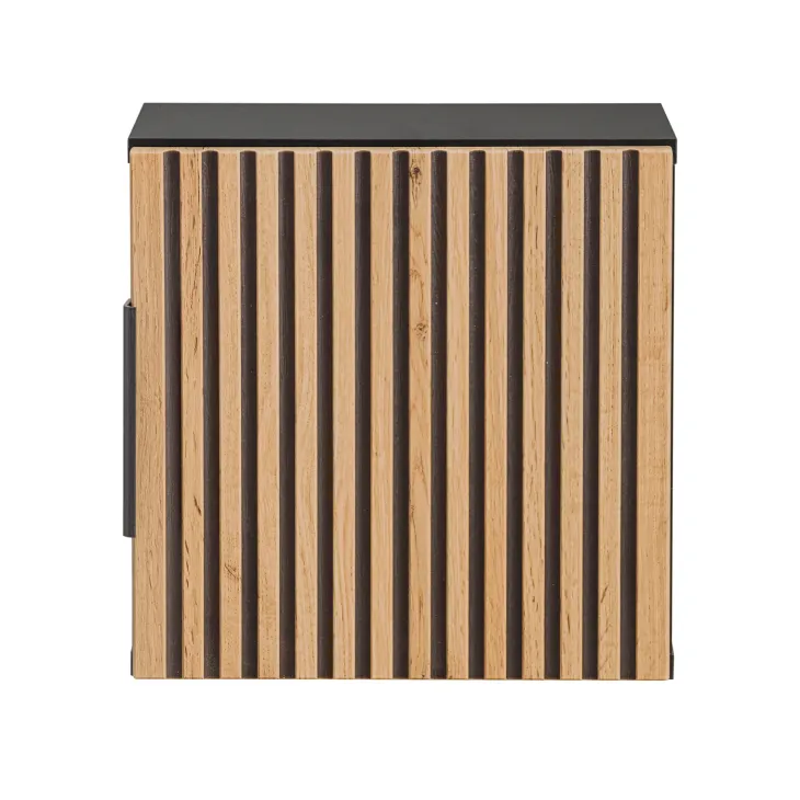 Pensile bagno sospeso 35x35h cm cannettato 1 anta quercia antracite Limpid