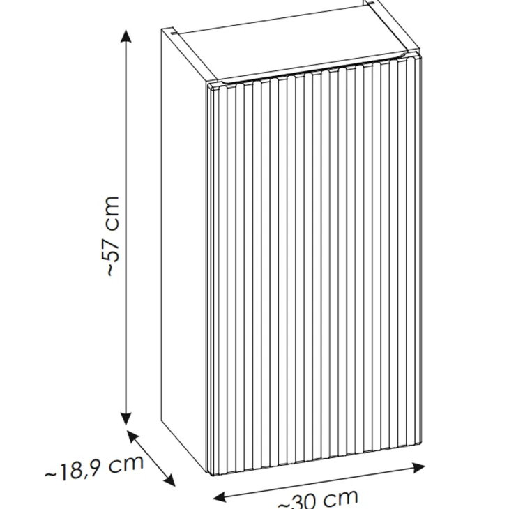 Pensile bagno sospeso 30x57h cm cannettato 1 anta bianco Cleany