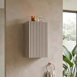 Pensile bagno sospeso 30x57h cm cannettato 1 anta beige Cleany