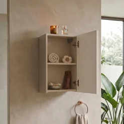 Pensile bagno sospeso 30x57h cm cannettato 1 anta beige Cleany