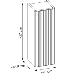 Pensile bagno sospeso 20x57h cm cannettato 1 anta bianco Cleany