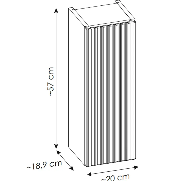 Pensile bagno sospeso 20x57h cm cannettato 1 anta bianco Cleany
