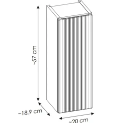 Pensile bagno sospeso 20x57h cm cannettato 1 anta nero Cleany
