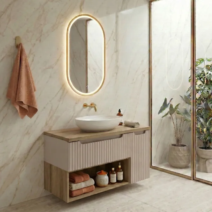 Pensile bagno 60x29h cm vano a giorno rovere Cleany