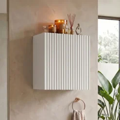Pensile cubo bagno sospeso 30x30h cm cannettato 1 anta bianco Cleany