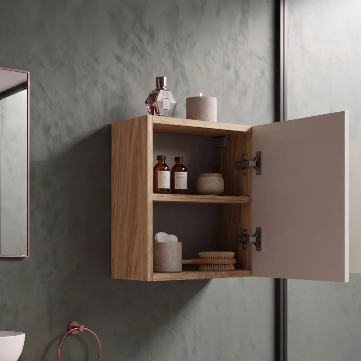 Pensile cubo bagno sospeso 35x35h cm 1 anta beige rovere Swim