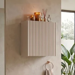 Pensile cubo bagno sospeso 30x30h cm cannettato 1 anta beige Cleany