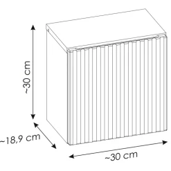 Pensile cubo bagno sospeso 30x30h cm cannettato 1 anta nero Cleany