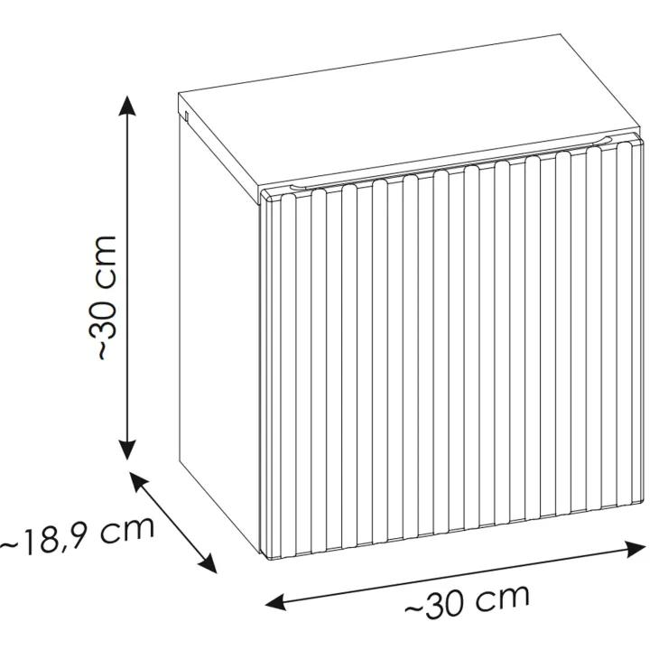 Pensile cubo bagno sospeso 30x30h cm cannettato 1 anta nero Cleany