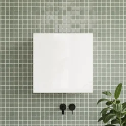 Pensile cubo sospeso bagno 55x50h cm 1 anta reversibile bianco lucido Sunset