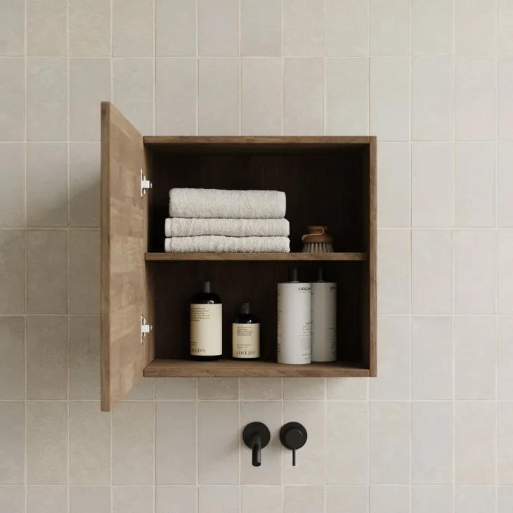 Pensile cubo sospeso bagno 55x50h cm 1 anta reversibile rovere scuro Sunset