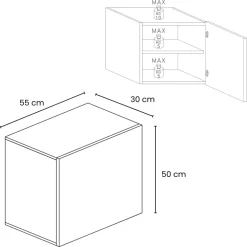 Pensile cubo sospeso bagno 55x50h cm 1 anta reversibile rovere chiaro Sunset