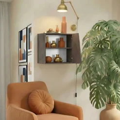 Pensile cubo sospeso 55x50cm 1 anta taglio obliquo reversibile marrone bronzo Sunset