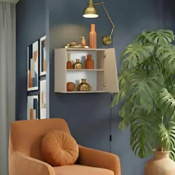 Pensile cubo sospeso 55x50cm 1 anta taglio obliquo reversibile beige Sunset