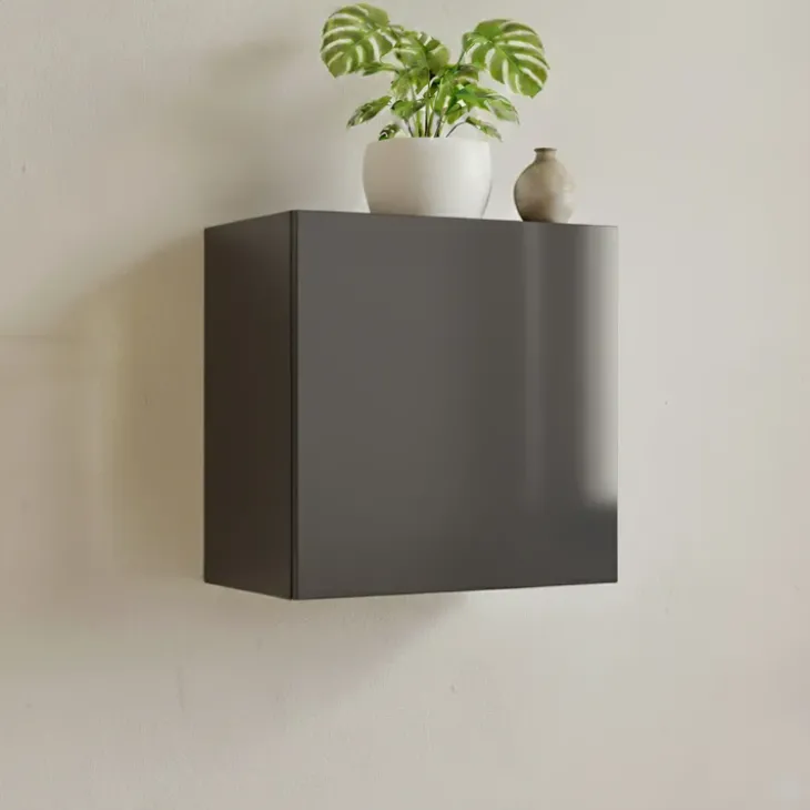 Pensile cubo sospeso 55x50h cm 1 anta reversibile grigio lucido Infinity