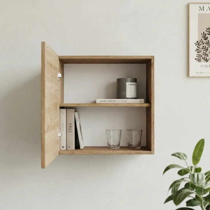 Pensile cubo sospeso 55x50h cm 1 anta reversibile rovere chiaro Sunset