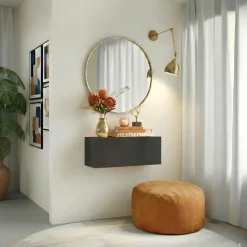 Pensile da parete orizzontale 69x29h cm 1 anta reversibile ossido nero Sunset