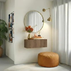 Pensile da parete orizzontale 69x29h cm 1 anta reversibile rovere scuro Sunset