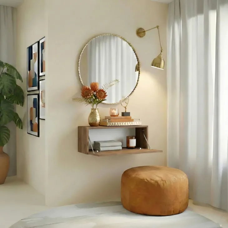 Pensile da parete orizzontale 69x29h cm 1 anta reversibile rovere scuro Sunset