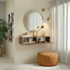 Pensile orizzontale 138x29h cm 1 anta taglio obliquo reversibile rovere scuro Sunset