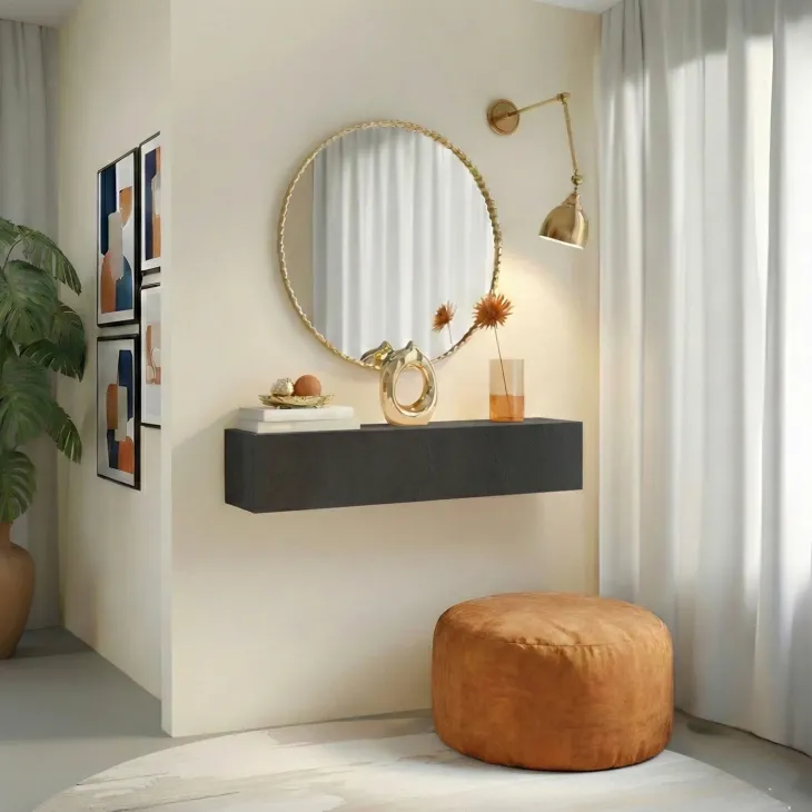 Pensile orizzontale 138x29h cm 1 anta reversibile ossido nero Sunset