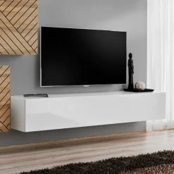 Pensile orizzontale 180x30h cm a ribalta bianco lucido Geo